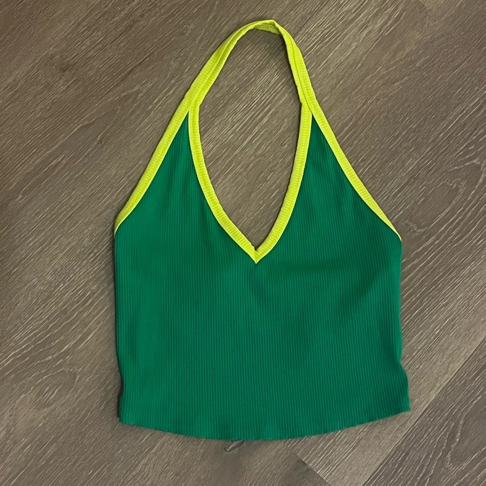 Wild Fable Green and Yellow Crop Top